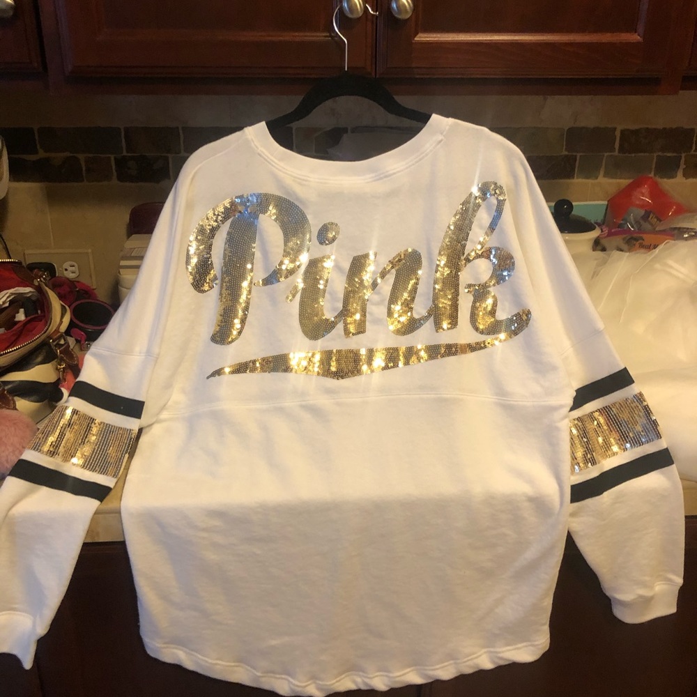 PINK FOOTBALL JERSEY SWEATSHIRT XL